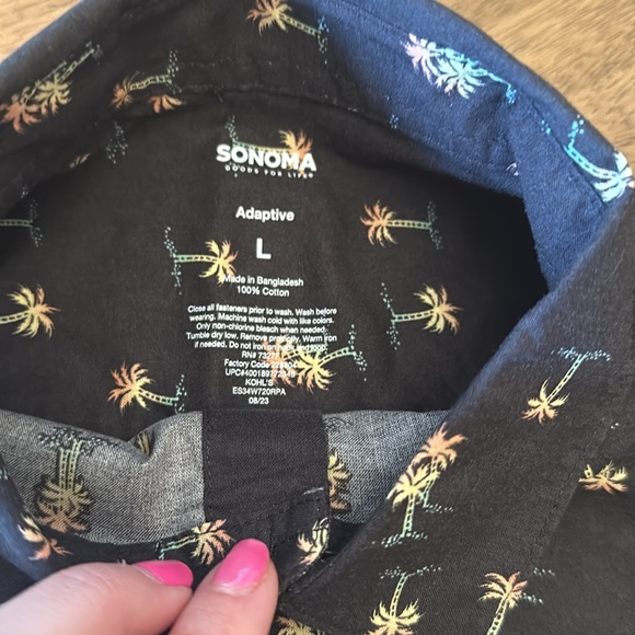 Boys large tropical palm tree button up Sonoma shirt. NWT. - Picture 2 of 4